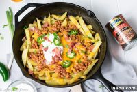 Gooey Skillet Loaded Cheese Fries
