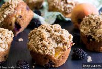 Sweet and Tangy Blackberry Peach Streusel Muffins
