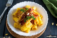 Golden Butternut Squash Pasta with Crispy Prosciutto