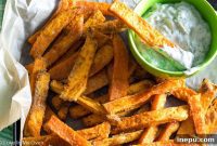 Crispy Sweet Potato Fries and Creamy Dill Dip