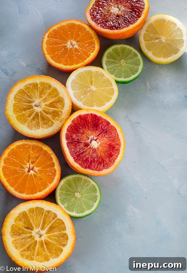 Close-up of fresh citrus fruits for baking