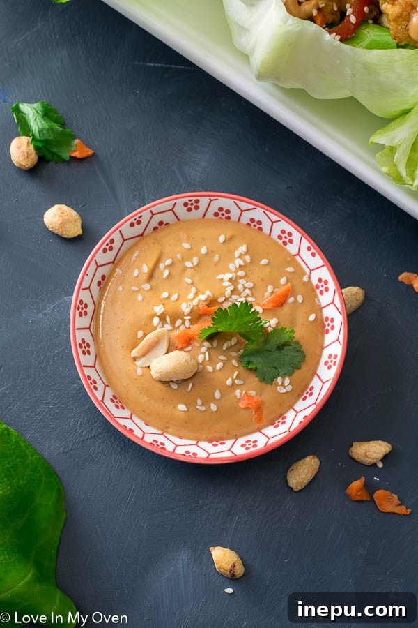 Creamy peanut sauce for Thai lettuce wraps