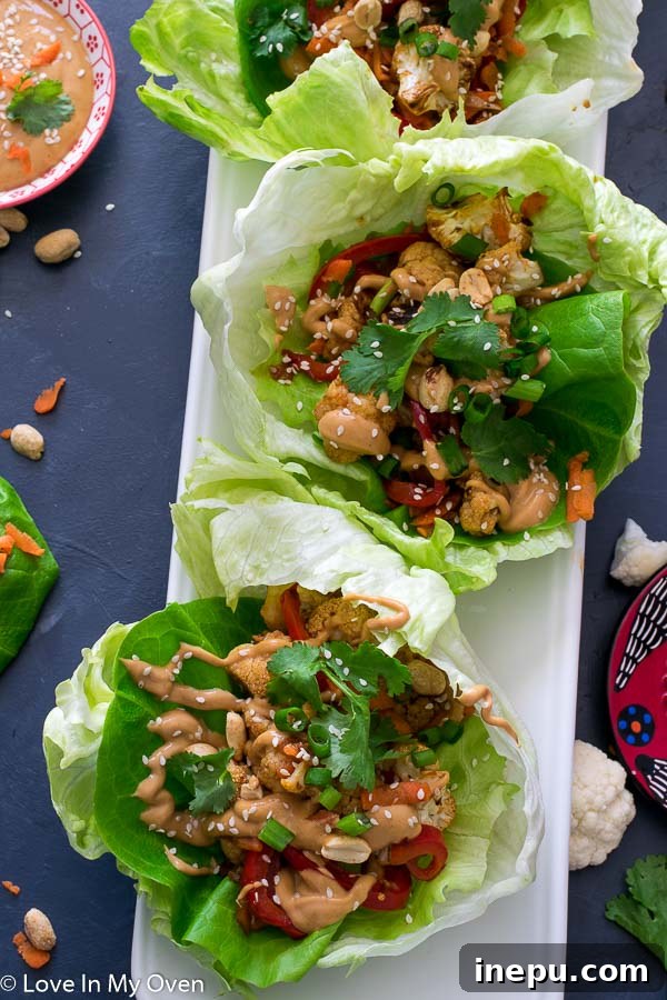 Fresh ingredients for Thai Cauliflower Lettuce Wraps