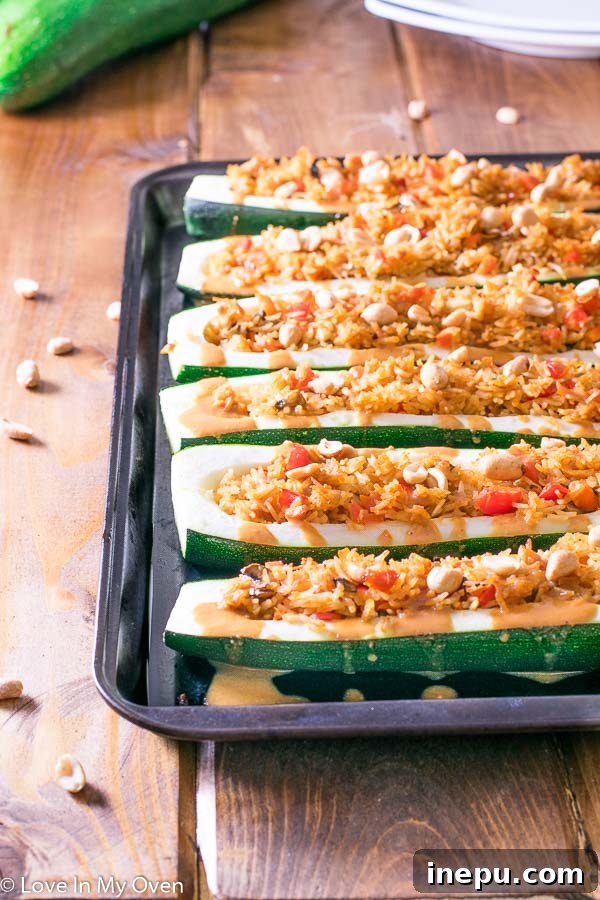 Red Thai Zucchini Boats - a healthy and vibrant meal