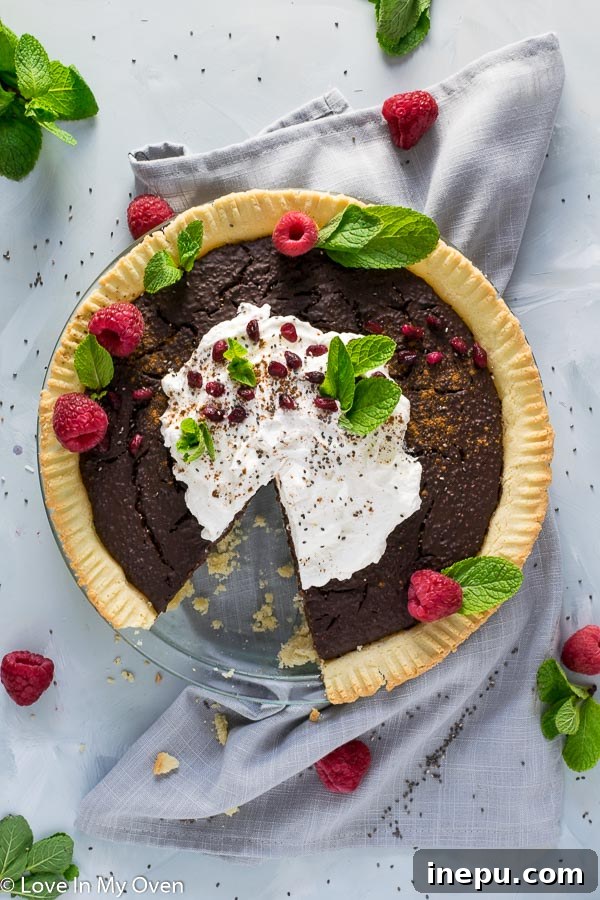 Delicious and Healthy Chocolate Chia Pie with Whipped Cream Topping