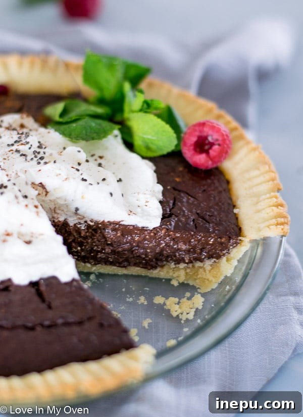 Serving Grain-Free Chocolate Chia Pudding Pie with Berries