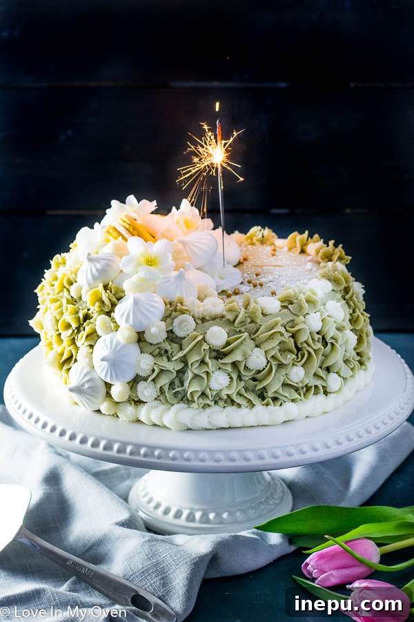 Matcha Vanilla Cake - light green tea cake with matcha frosting