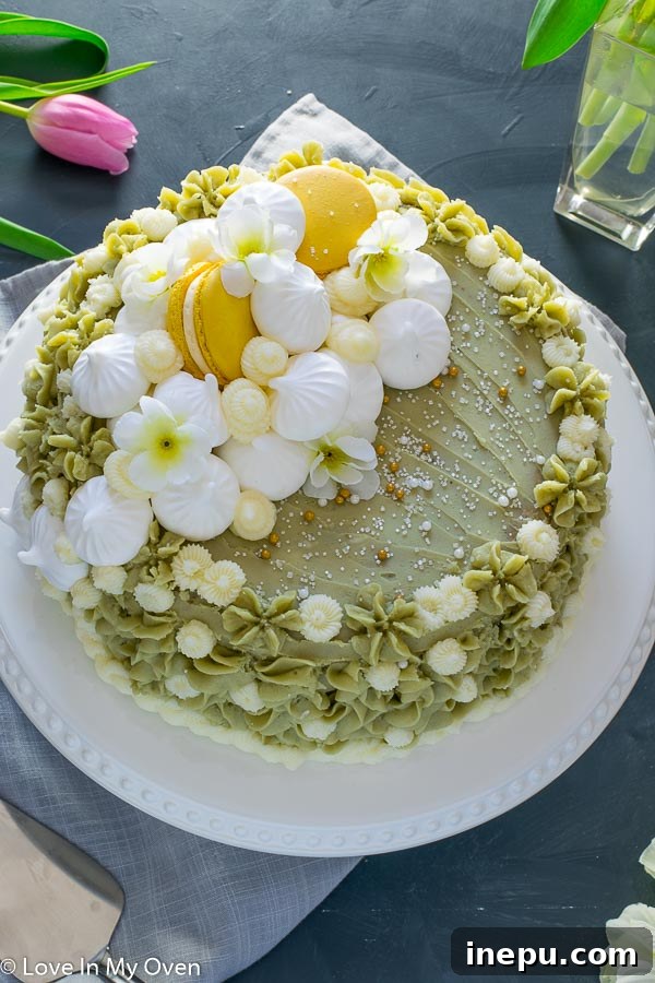 Matcha Vanilla Cake layers