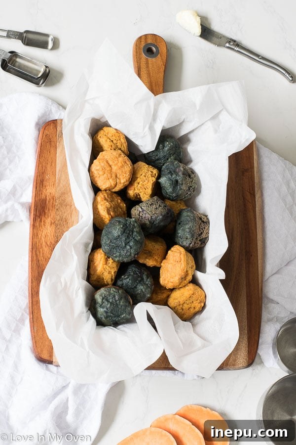 Various sweet potato muffins with different colors