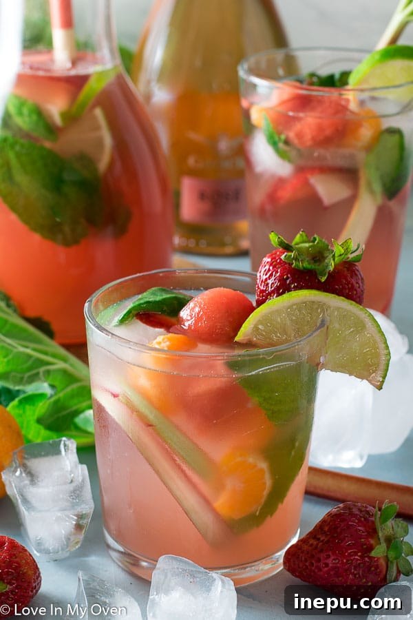 Blushing Rhubarb Rosé Sangria 3 rhubarb rosé sangria