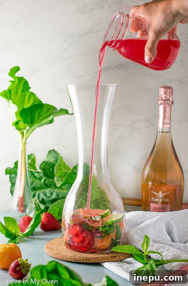 Blushing Rhubarb Rosé Sangria 4 rhubarb rose sangria
