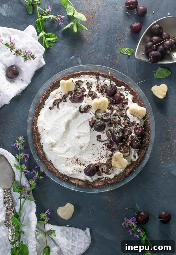 Healthy Chocolate Nice Cream Pie sliced
