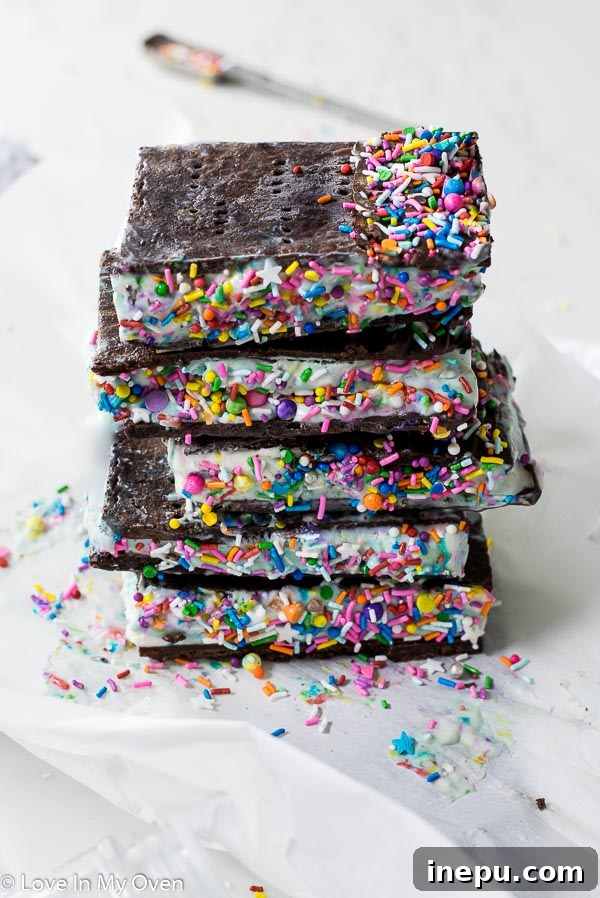 Delicious homemade birthday cake ice cream sandwiches with sprinkles, ready to be served at a party.