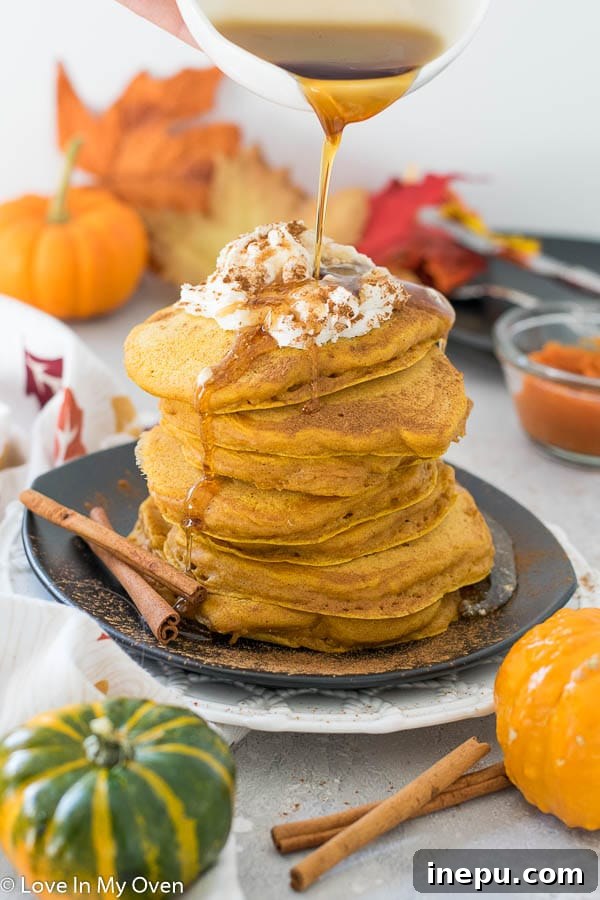 Spiced Buttermilk Pumpkin Pancakes 6 close up of buttermilk pumpkin pancakes stack