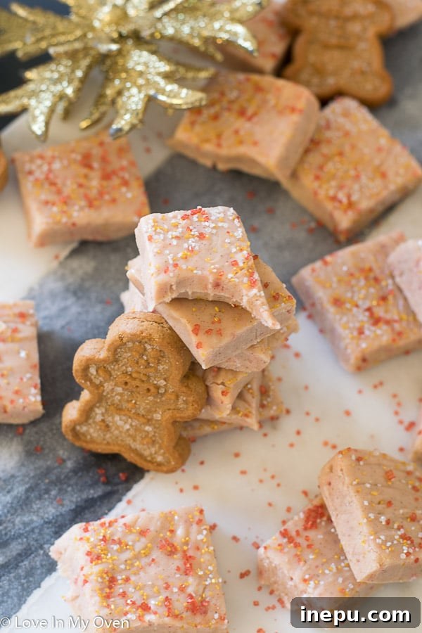 Delicious 3-ingredient microwave gingerbread fudge, perfect for holiday gifting