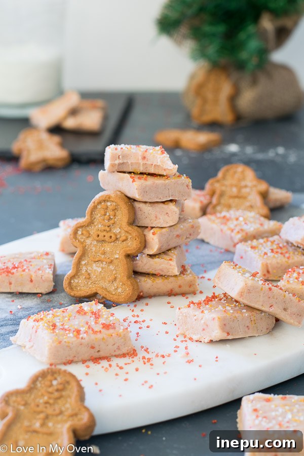 Stack of gingerbread fudge squares, showcasing their soft, melt-in-your-mouth texture