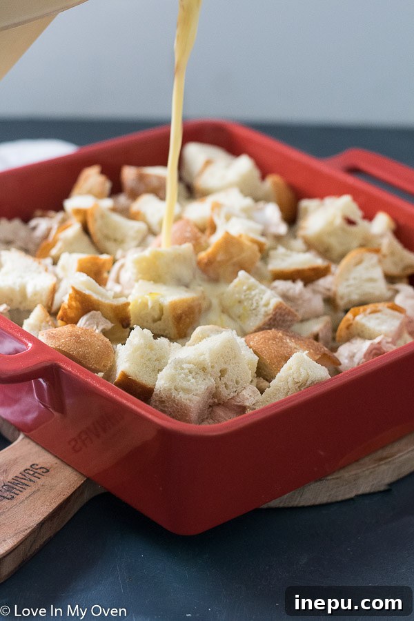 overnight french toast casserole ready for baking