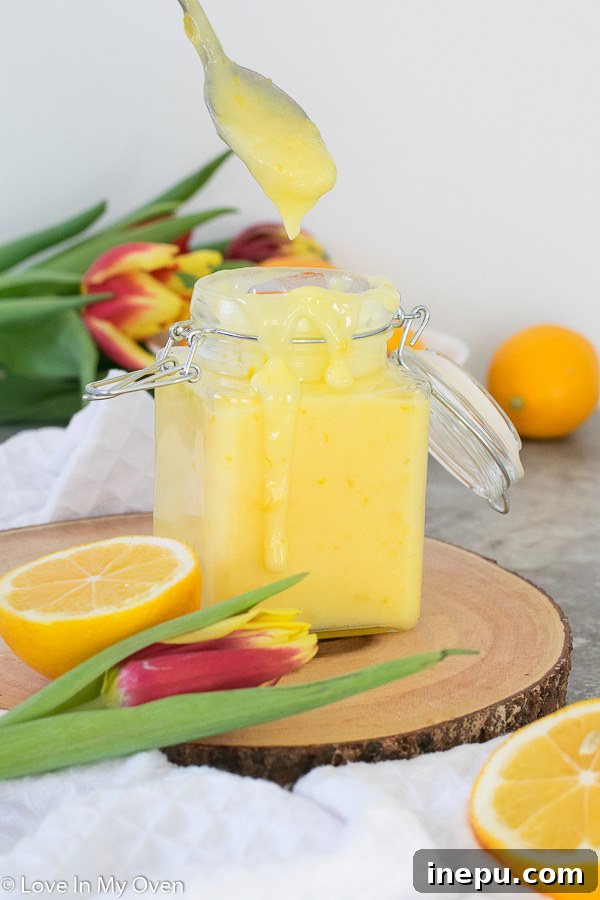 Close-up of Meyer lemon curd