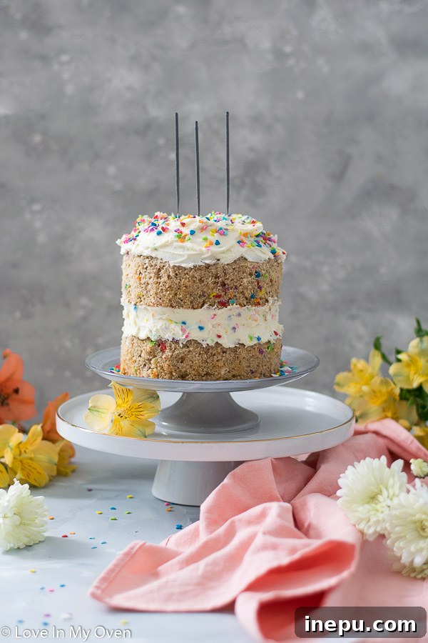Healthy Whole Wheat Birthday Cake with Sprinkles