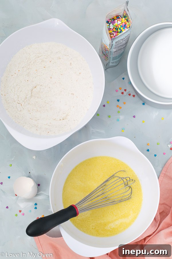 Mixing cake batter for a healthy birthday cake