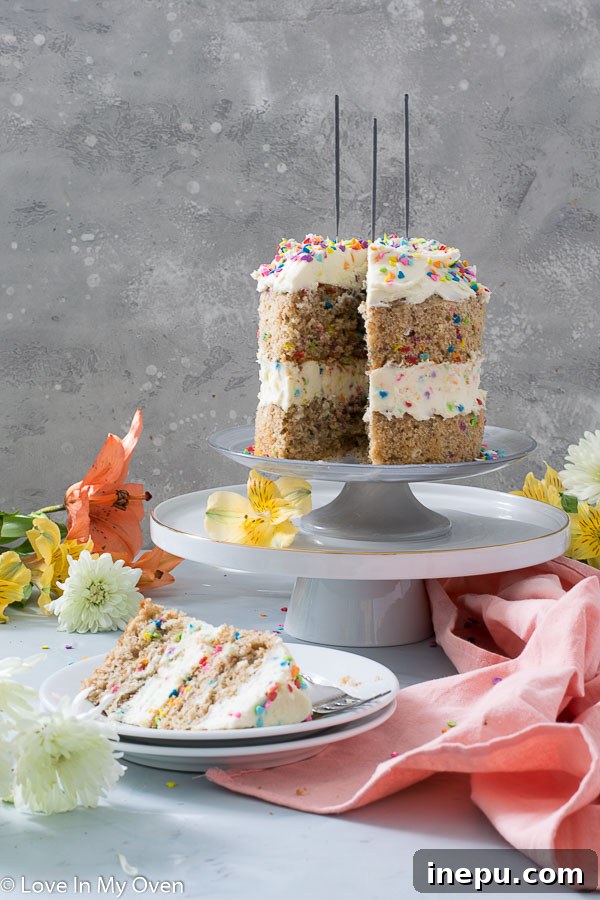 Slice of Healthy Birthday Cake on a plate