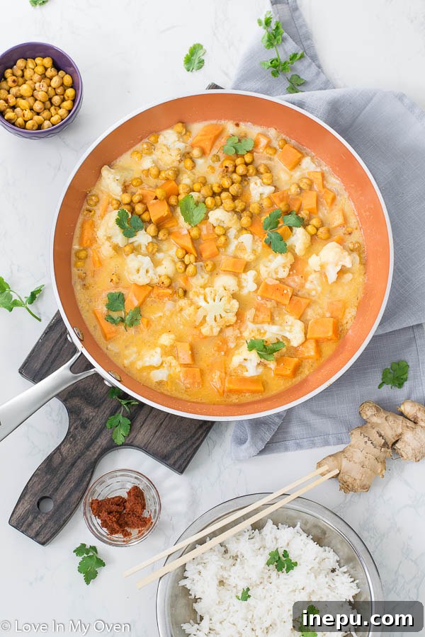 Easy Vegetarian Curry with Sweet Potatoes and Cauliflower