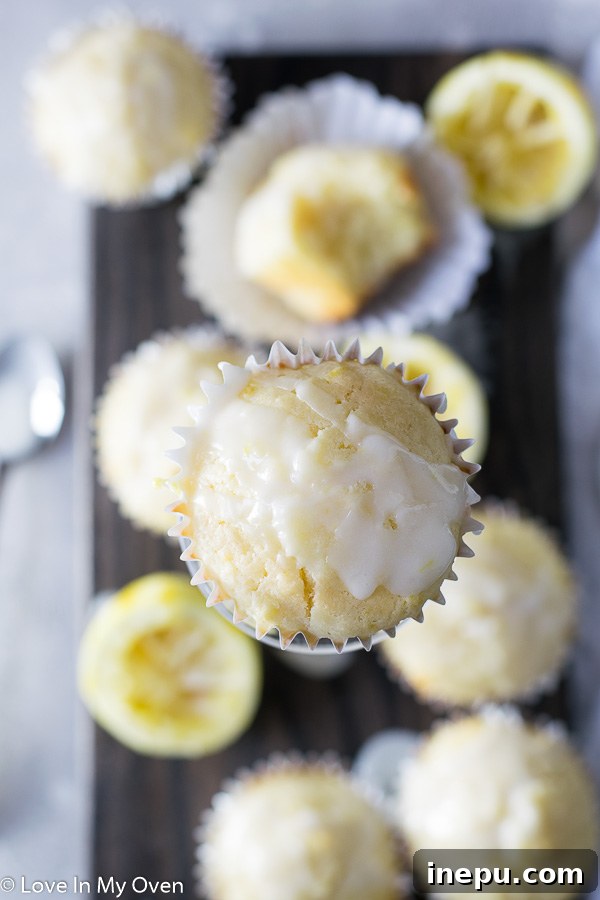 Zesty Lemon Glazed Muffins 2 glazed lemon muffins
