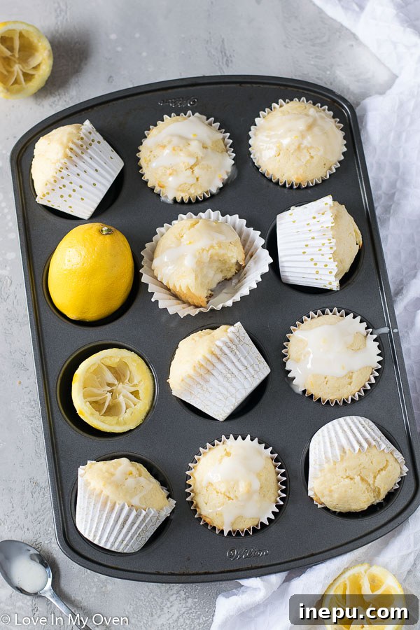 Zesty Lemon Glazed Muffins 3 glazed lemon muffins