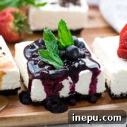 No-Bake Cheesecake Bars finished and sliced