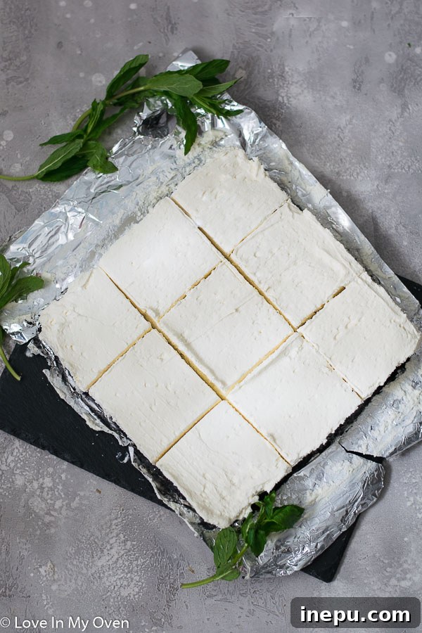 Slicing no-bake cheesecake bars
