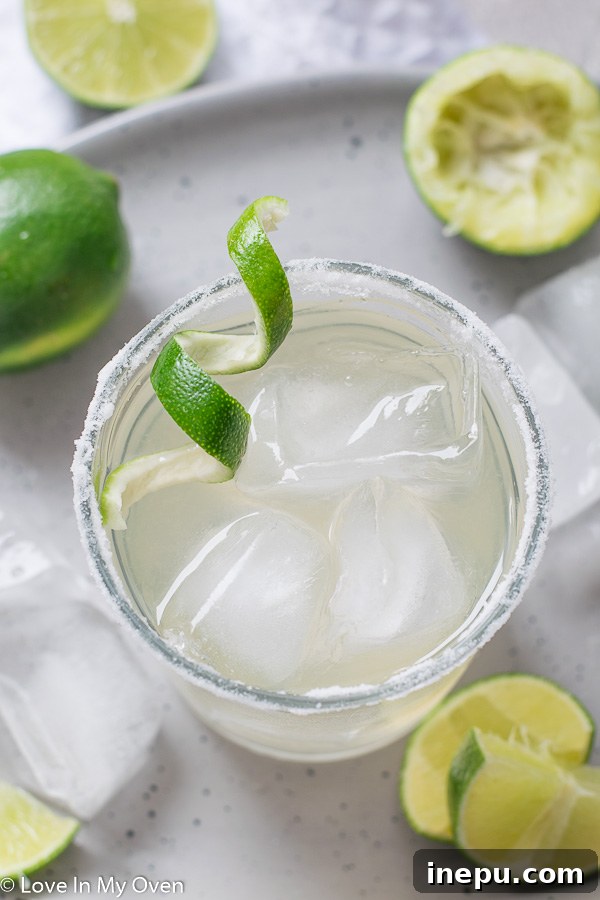 The Essential Margarita 5 Simple margarita with lime slices and salt rim