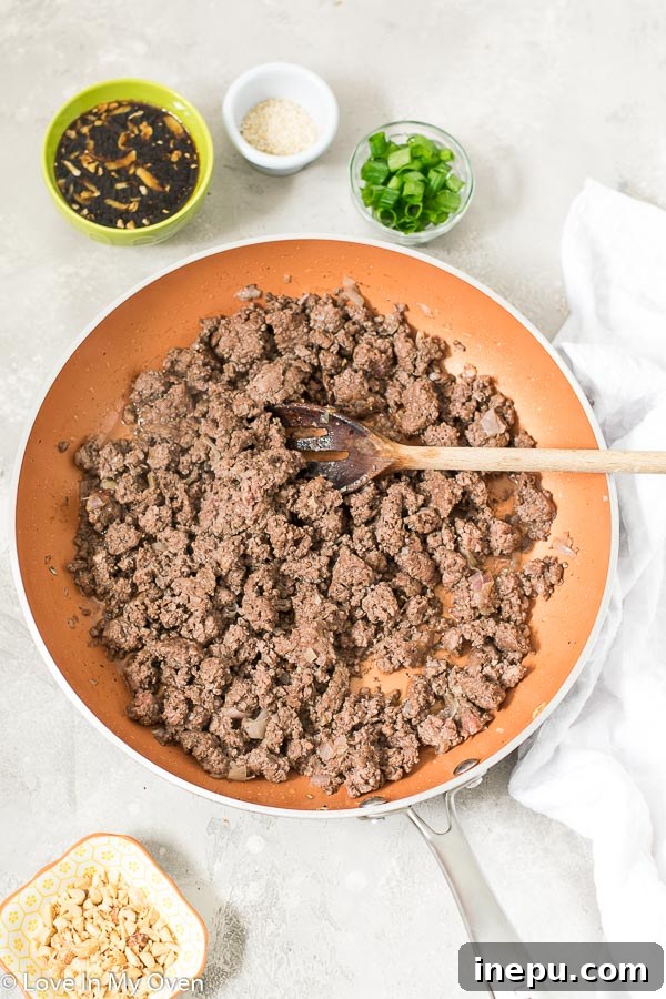 Sticky Hoisin Beef Bowls 4 Preparation of Hoisin Beef Bowls with sauce ingredients