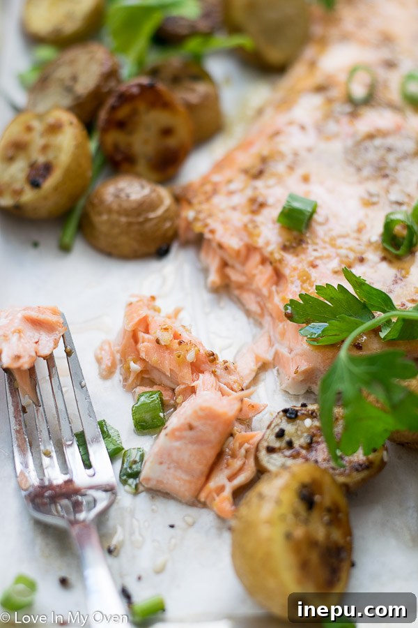 Maple Dijon Salmon cooked to perfection, ready to serve