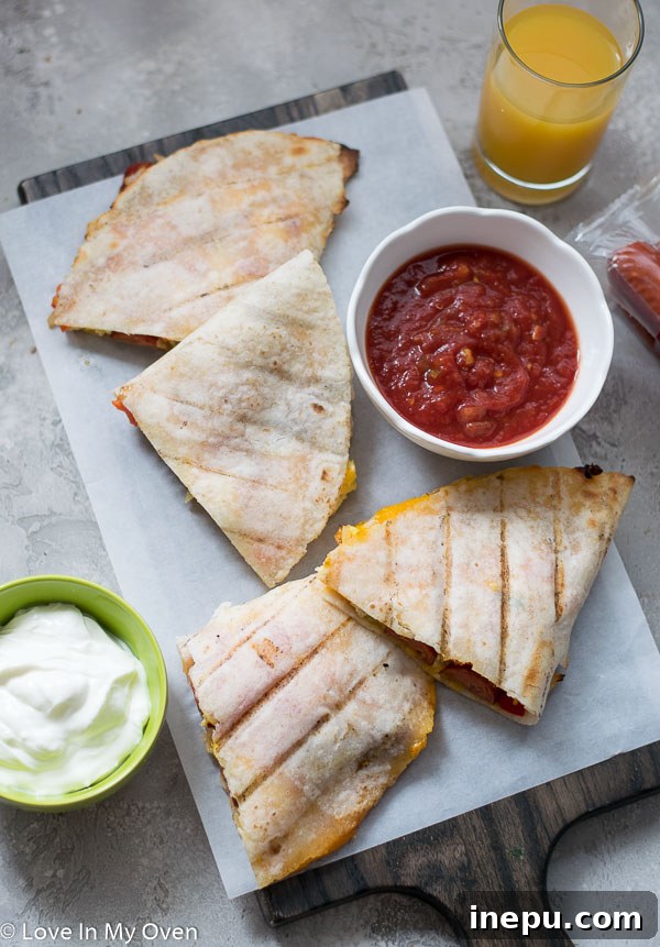 grilled breakfast quesadillas