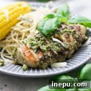 Easy Pesto Chicken Recipe Card Image