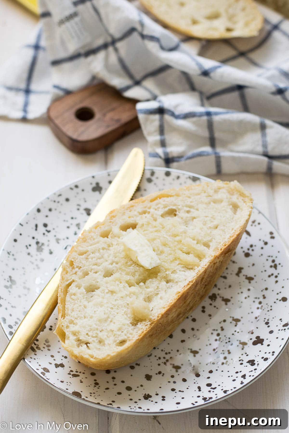 Effortless 3-Ingredient Bread 9 Close up of no knead bread interior