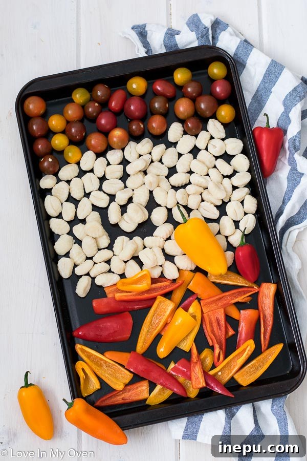 Golden Crunch Gnocchi Bake 4 Close-up of roasted cherry tomatoes and bell peppers