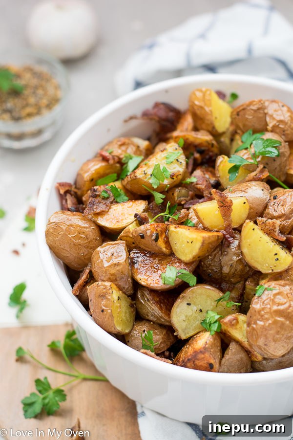 Foolproof Oven Roasted Potatoes 3 Close-up of golden brown easy oven roasted potatoes