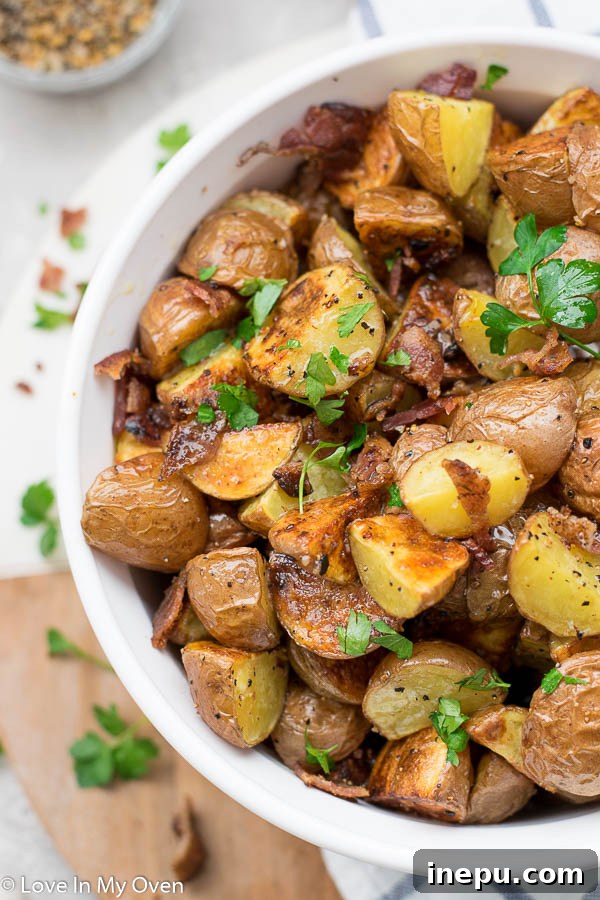 Foolproof Oven Roasted Potatoes 6 Plated easy oven roasted potatoes ready to be served