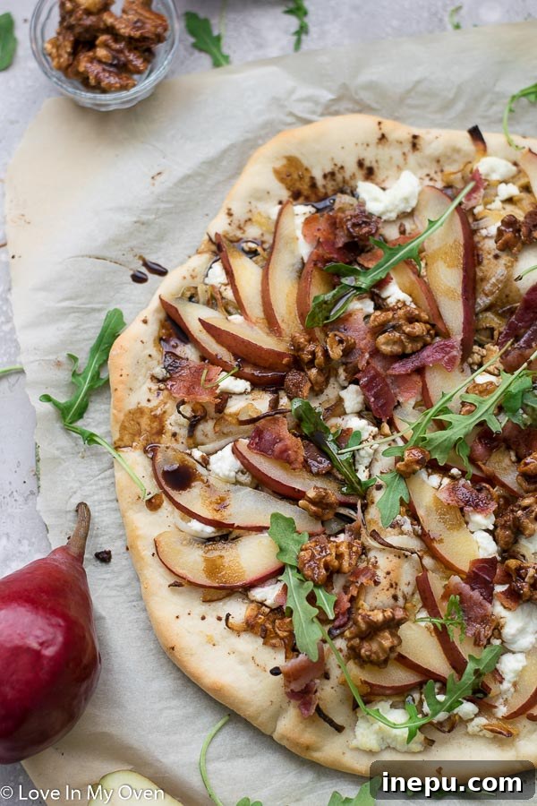 Sweet Pear and Tangy Goat Cheese Pizza 8 Sliced Pear and Goat Cheese Pizza