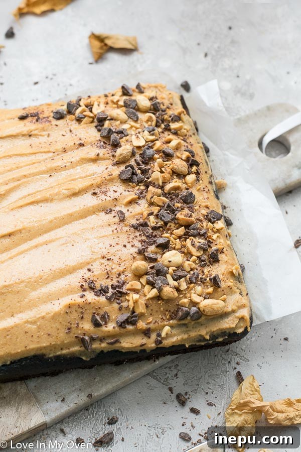 Wholesome Chocolate Peanut Butter Sheet Cake 3 Decadent Healthier Chocolate Peanut Butter Sheet Cake Recipe