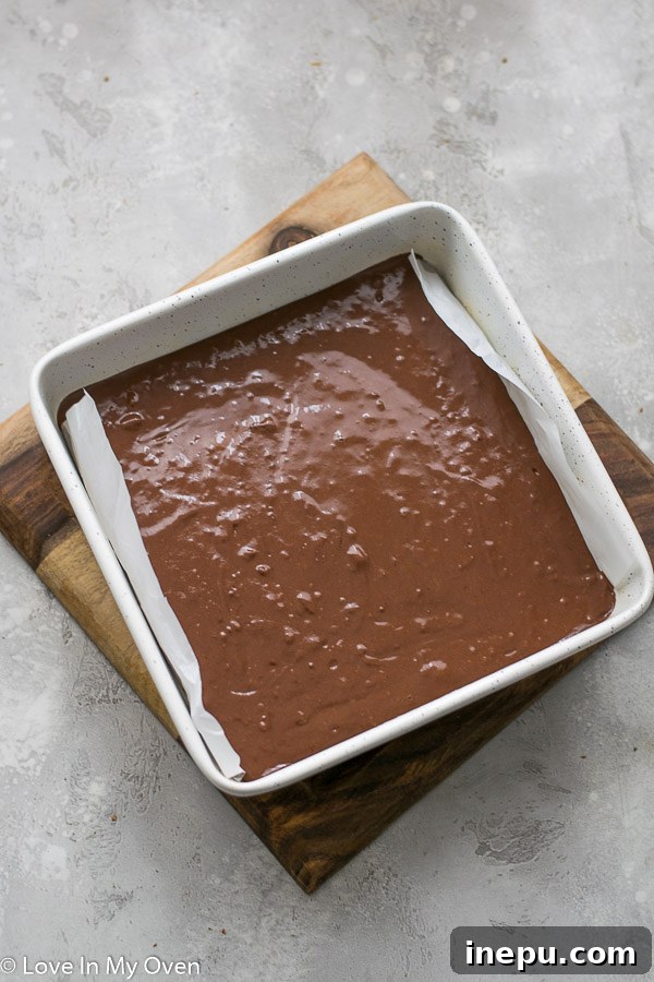 Wholesome Chocolate Peanut Butter Sheet Cake 5 Mixing Batter for Healthier Sheet Cake