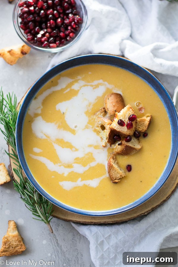 Simple Roasted Butternut Squash Soup with Celery and Coconut Milk