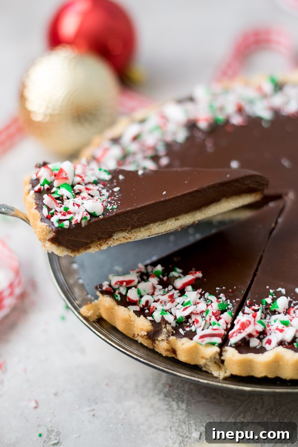 Decadent Grain Free Peppermint Chocolate Tart 8 Slice of peppermint chocolate tart