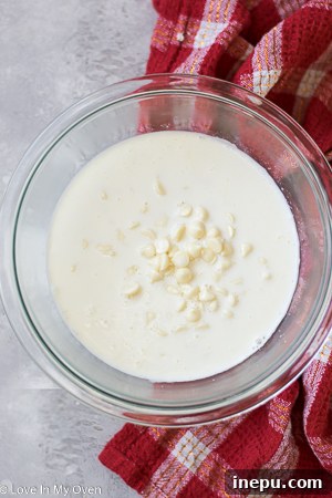 Steps for making white chocolate ganache