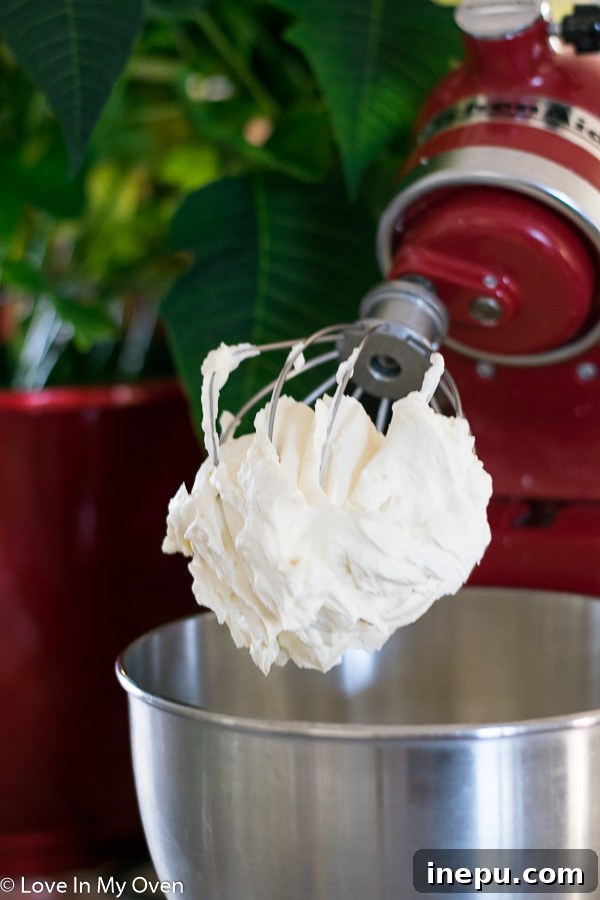 Whipped Peppermint White Chocolate Bliss 6 Whipping peppermint white chocolate mousse in a stand mixer
