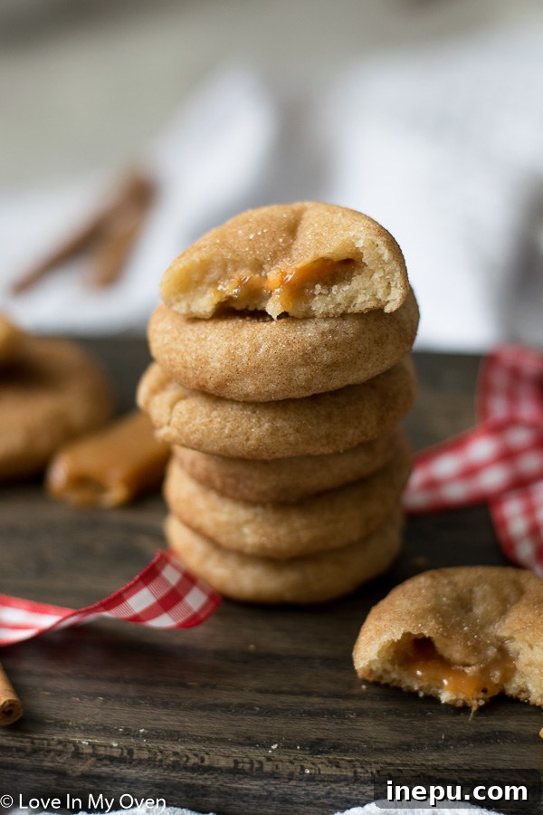 Decadent Caramel Snickerdoodles 3 Close-up of baked caramel snickerdoodles on a cooling rack