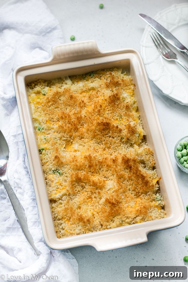 Golden Cheesy Tuna Bake 2 Classic Cheesy Tuna Casserole with a crispy topping