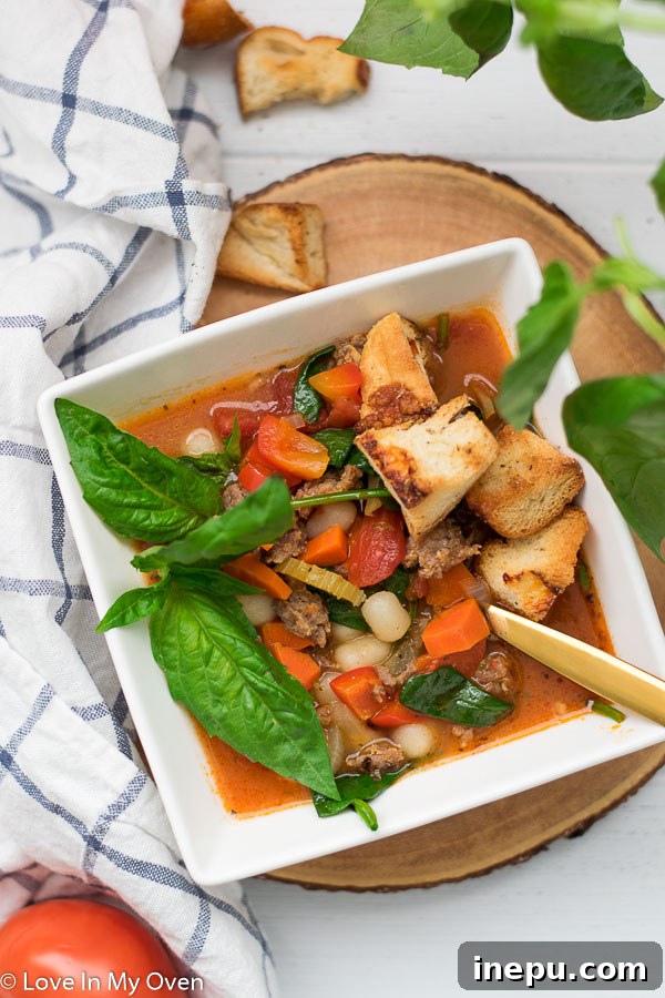Another view of the delicious sausage gnocchi soup