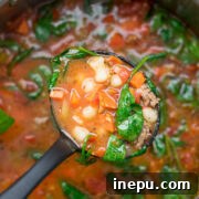 Sausage Gnocchi Soup in a pot